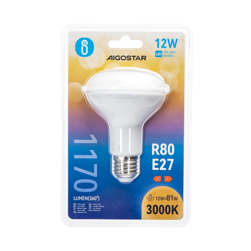 LED-Lampe R80 E27/12W/230V 3000K - Aigostar