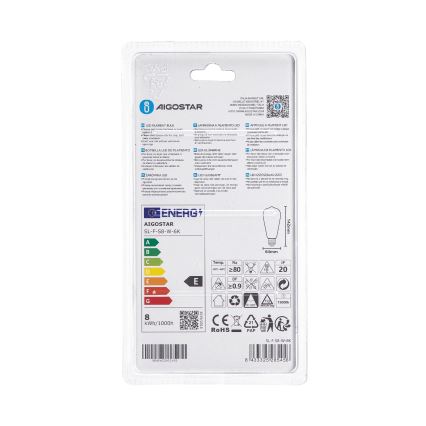 LED-Lampe ST64 E27/8W/230V 6500K - Aigostar