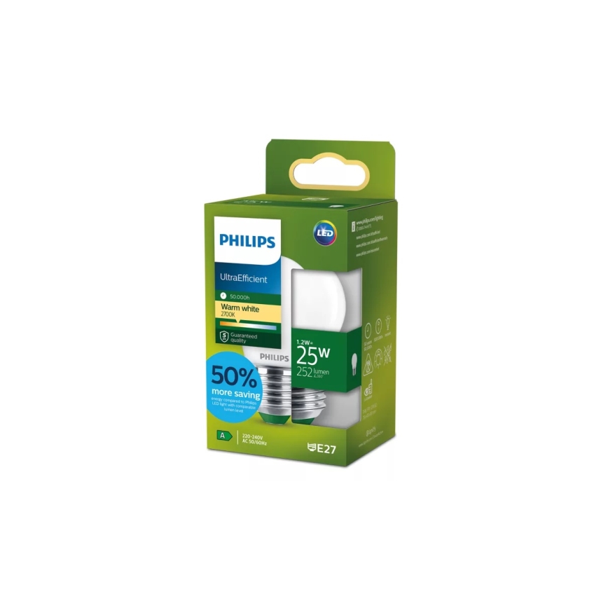 LED-Lampe ULTRAEFFICIENT Philips P45 E27/1,2W/230V 2700K