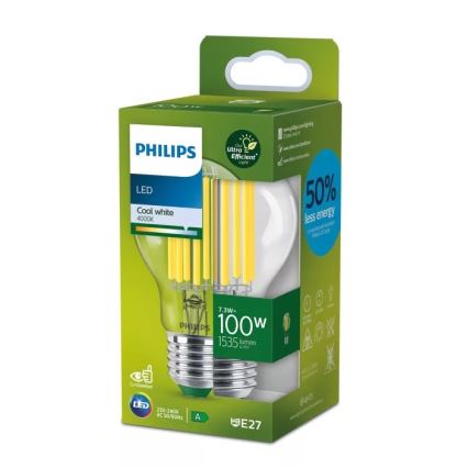 LED-Lampe ULTRAEFFIZIENTES Filament Philips A60 E27/7,3W/230V 4000K