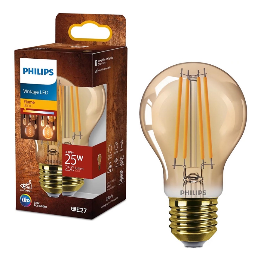 LED-Lampe VINTAGE Philips A60 E27/3,1W/230V 1800K