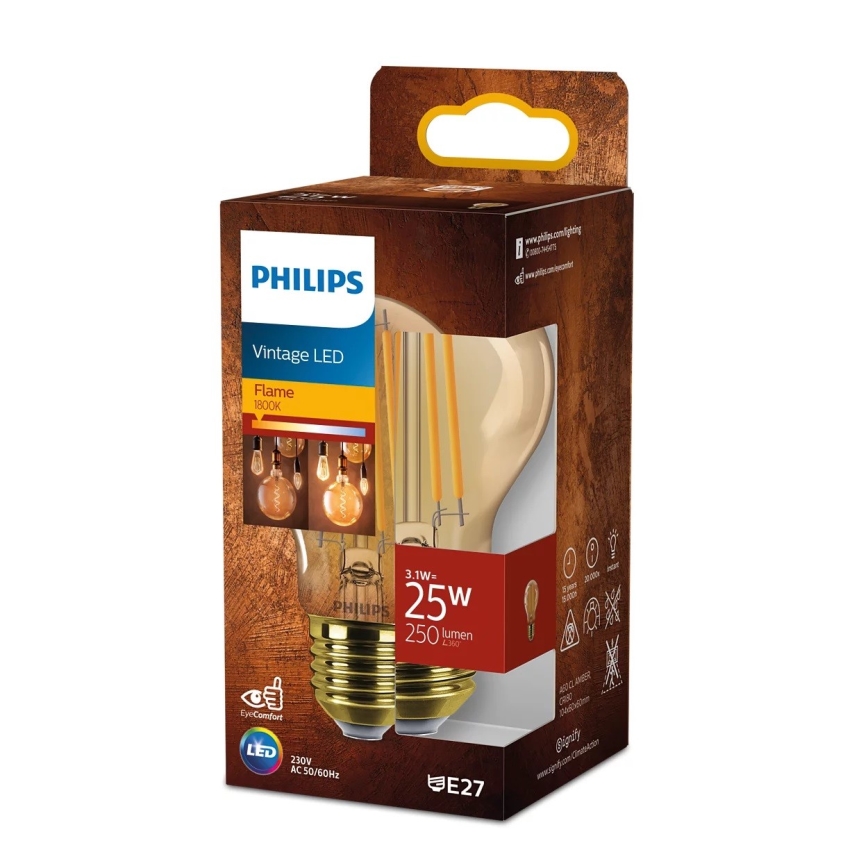 LED-Lampe VINTAGE Philips A60 E27/3,1W/230V 1800K