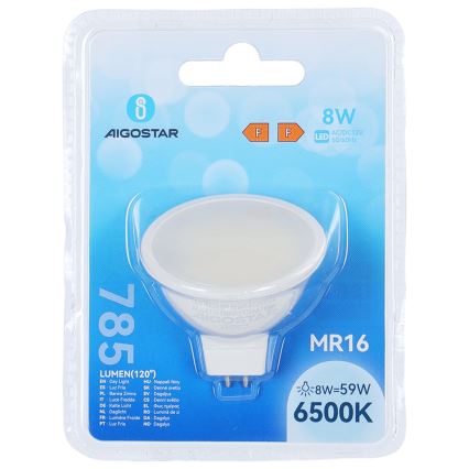 LED-Leuchtmittel MR16 GU5,3/8W/12V 6500K - Aigostar