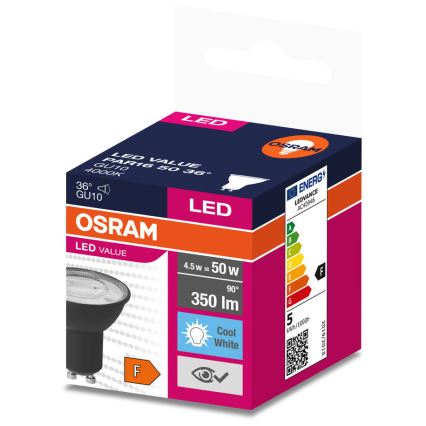 LED-Leuchtmittel VALUE PAR16 GU10/4,5W/230V 6500K 36° schwarz - Osram
