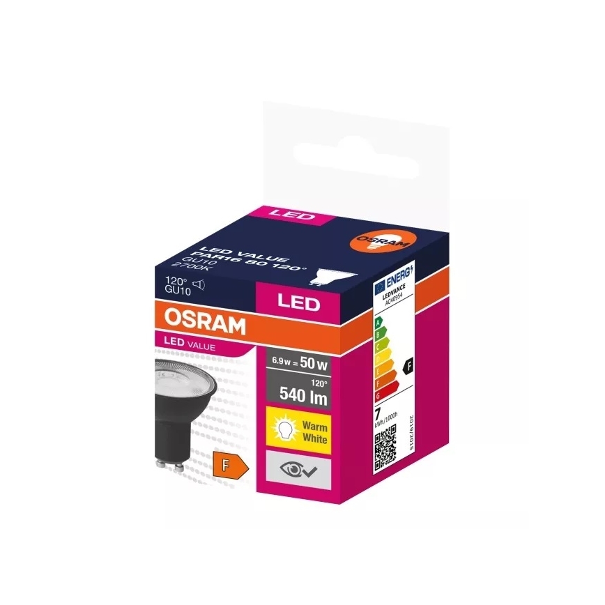 LED-Leuchtmittel VALUE PAR16 GU10/6,9W/230V 2700K 120° schwarz - Osram