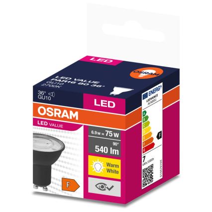 LED-Leuchtmittel VALUE PAR16 GU10/6,9W/230V 2700K 36° schwarz - Osram