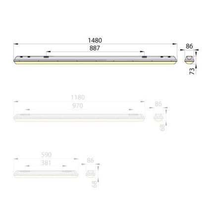 Brilum OP-ML1548-40 - LED Leuchtstofflampe MARENA LINX 150 LED/48W/230V IP65