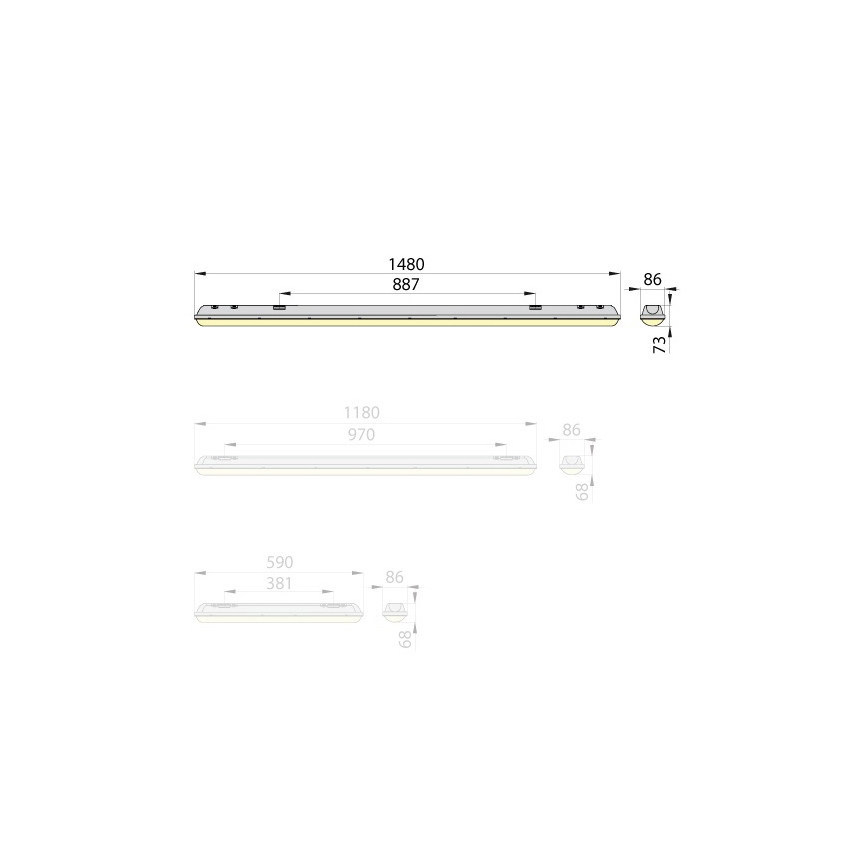 Brilum OP-ML1548-40 - LED Leuchtstofflampe MARENA LINX 150 LED/48W/230V IP65