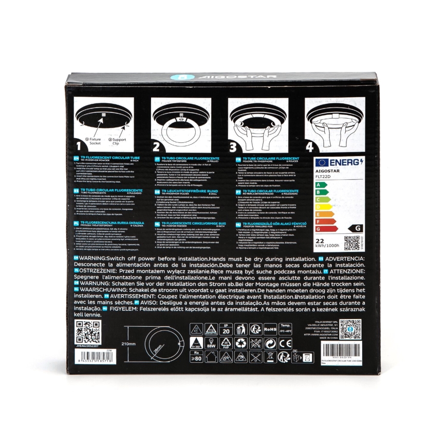 LED-Leuchtstoffröhre T9 G24q-1/22W/230V 6500K - Aigostar