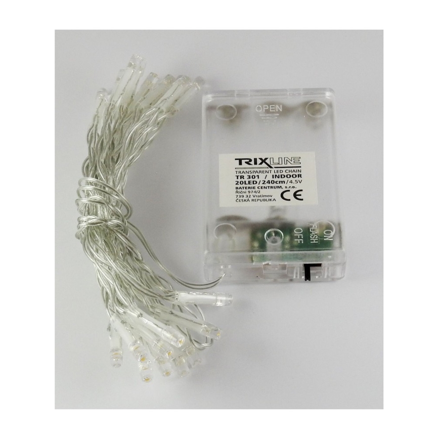 LED-Lichterkette, 20 LEDs, 2 Funktionen, 2,4 m, warmweiß