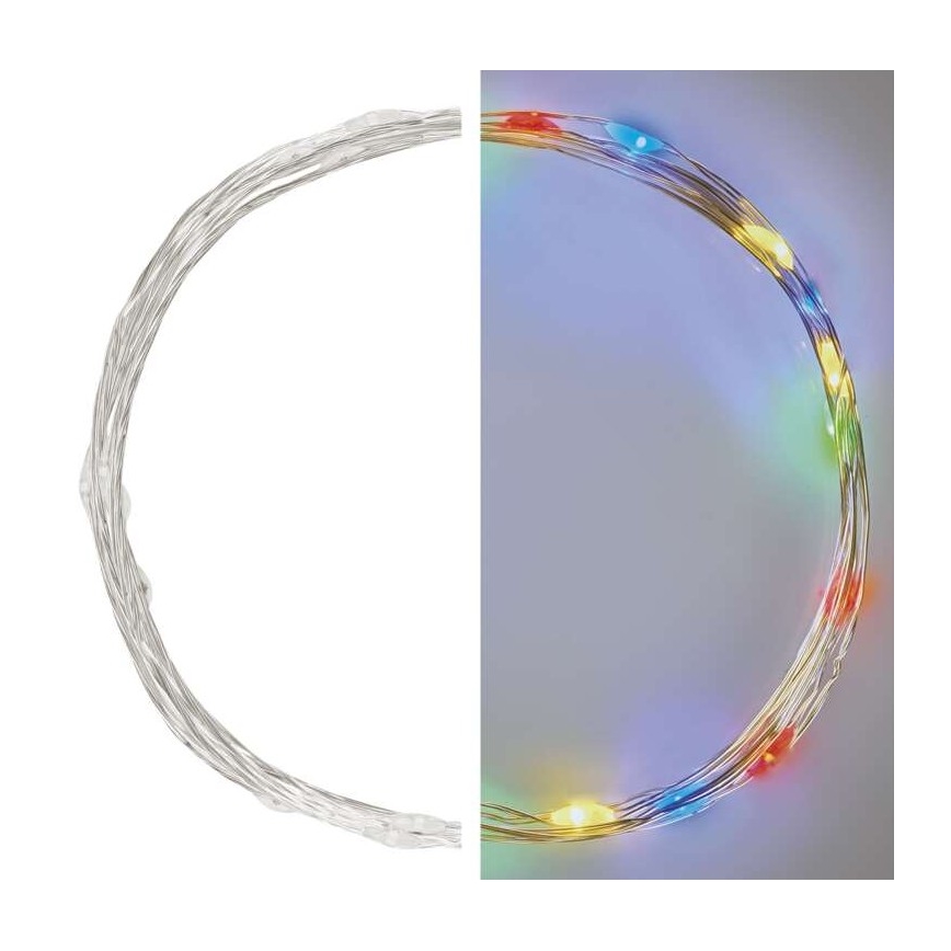 LED-Lichterkette 20 LEDs / 2× AA, 2,4 m, mehrfarbig