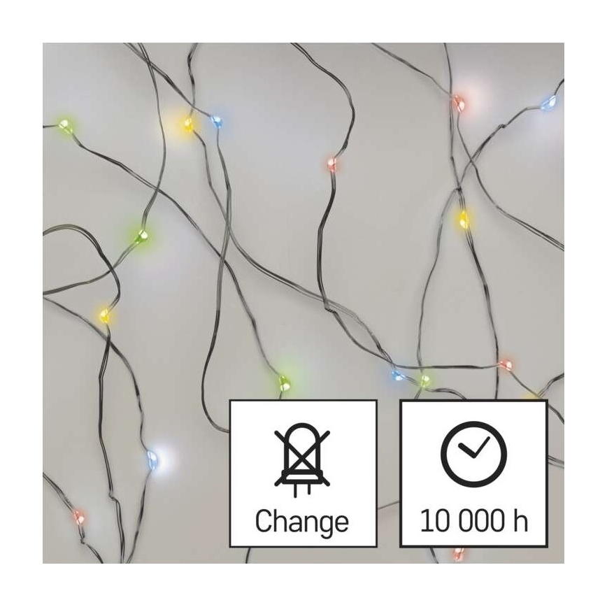 LED-Lichterkette 20 LEDs / 2× AA, 2,4 m, mehrfarbig