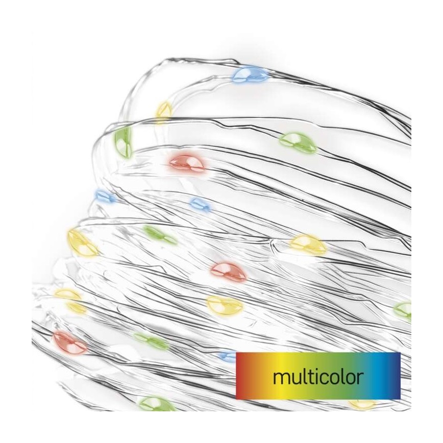 LED-Lichterkette 20 LEDs / 2× AA, 2,4 m, mehrfarbig