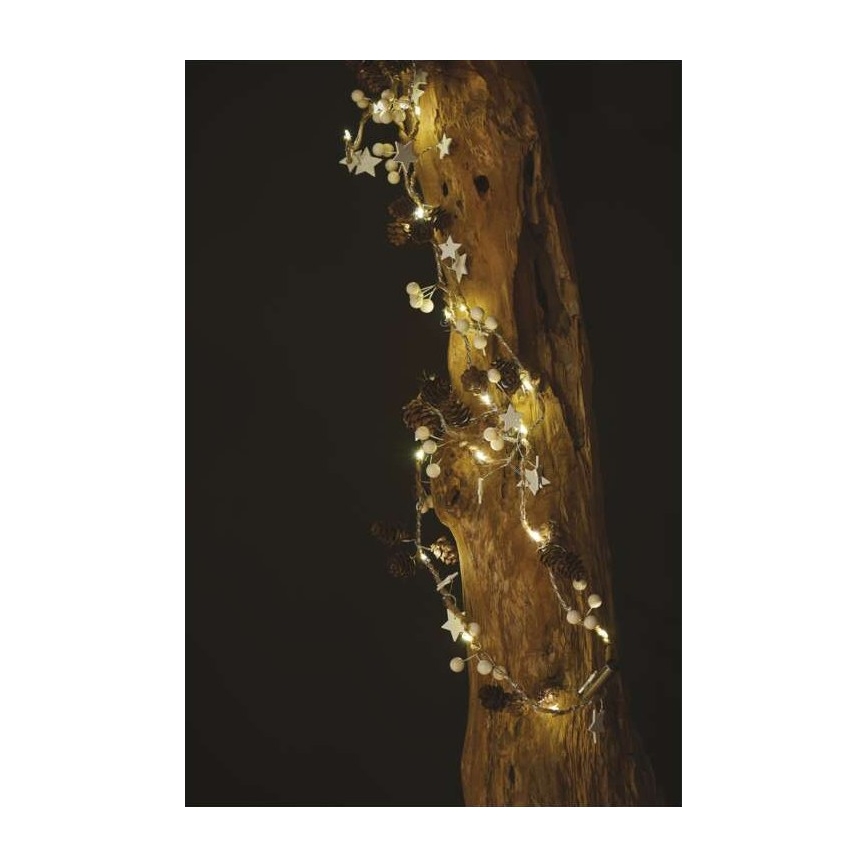 LED-Lichterkette, 20 LEDs, 2×AA, 2 m