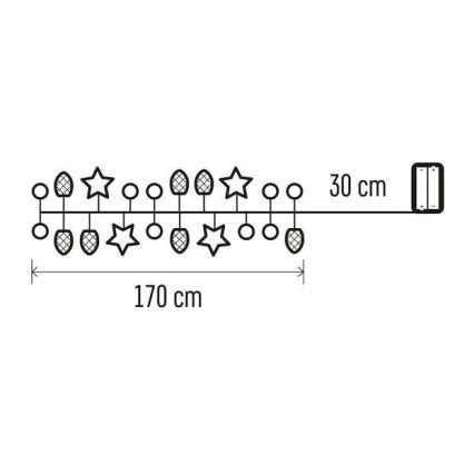 LED-Lichterkette, 20 LEDs, 2×AA, 2 m
