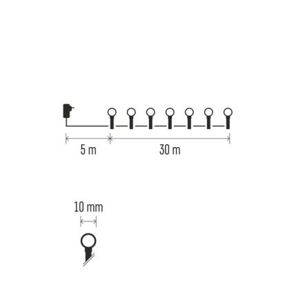 LED-Lichterkette 300 LEDs / 8 Funktionen, 35 m, IP44, warmweiß