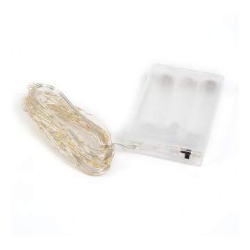 LED-Lichterkette, 50 LEDs, 5 m, 3×AA, mehrfarbig