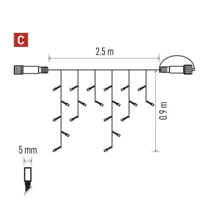 LED-Lichterkette für den Außenbereich 100xLED/2,5x0,9m IP44 kaltweiß