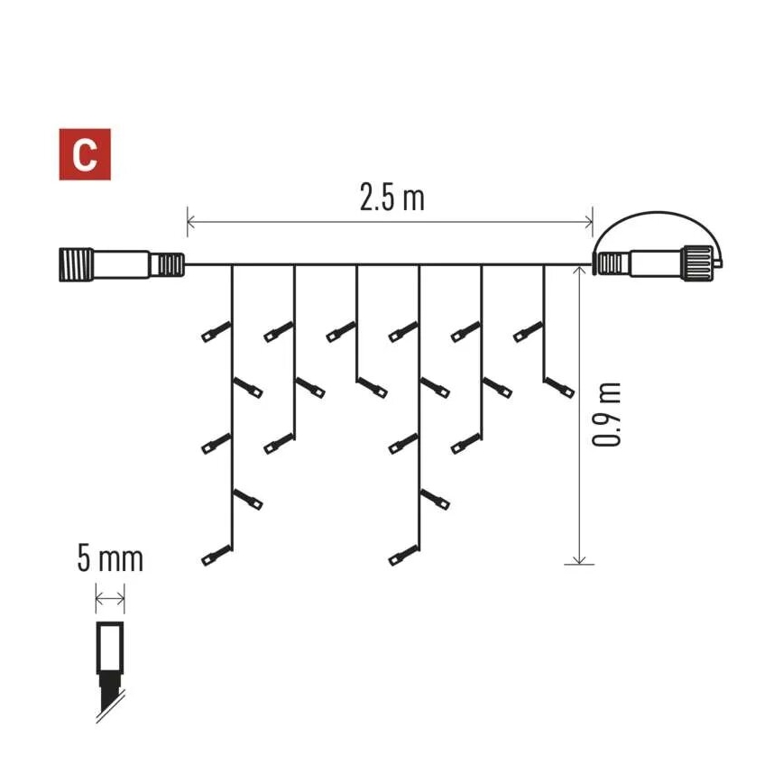 LED-Lichterkette für den Außenbereich 100xLED/2,5x0,9m IP44 kaltweiß