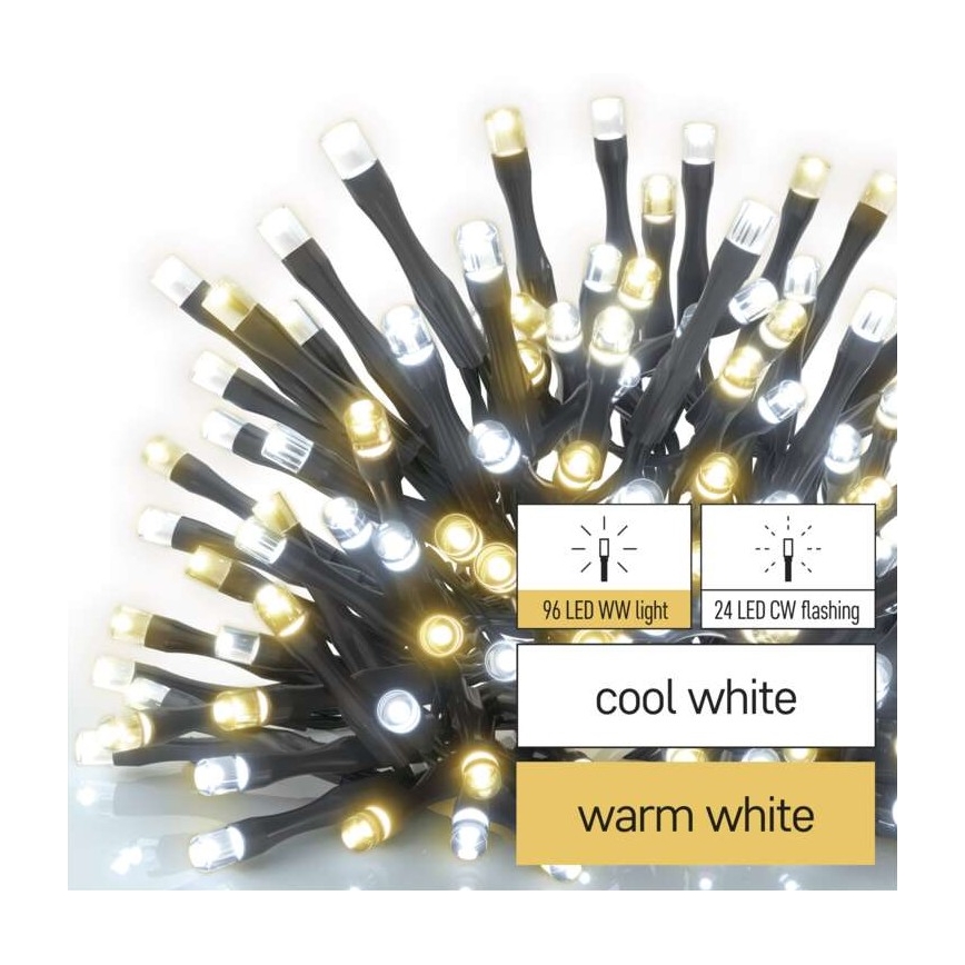 LED-Lichterkette für den Außenbereich 120xLED/2 Funktionen 17 m IP44 warm-/kaltweiß