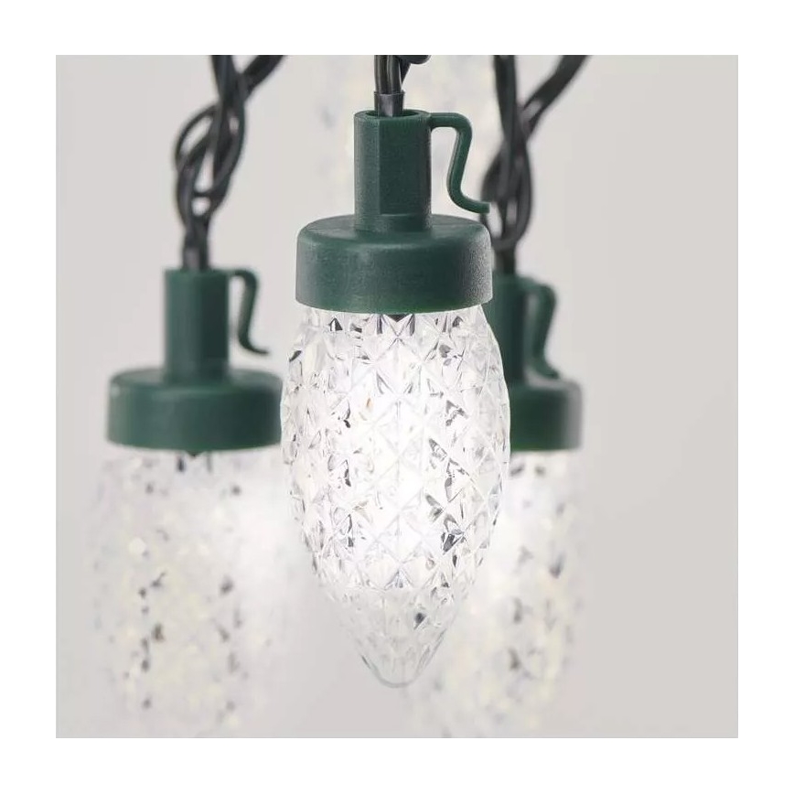 LED-Lichterkette für den Außenbereich, 50×LED / 8 Funktionen, 14,8 m, IP44, kaltweiß