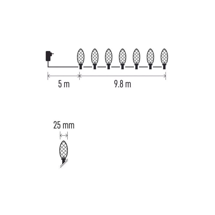 LED-Lichterkette für den Außenbereich, 50×LED / 8 Funktionen, 14,8 m, IP44, kaltweiß