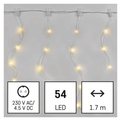 LED-Lichterkette für den Außenbereich – 54 LEDs, 8 Funktionen, 6,7 x 0,7 m, IP44, warmweiß
