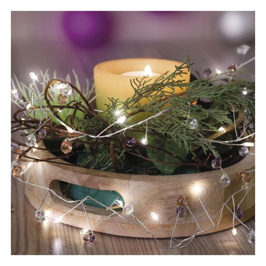 LED-Lichterkette für Weihnachten, 40 LEDs, 3×AA, 1,5 m, warmweiß