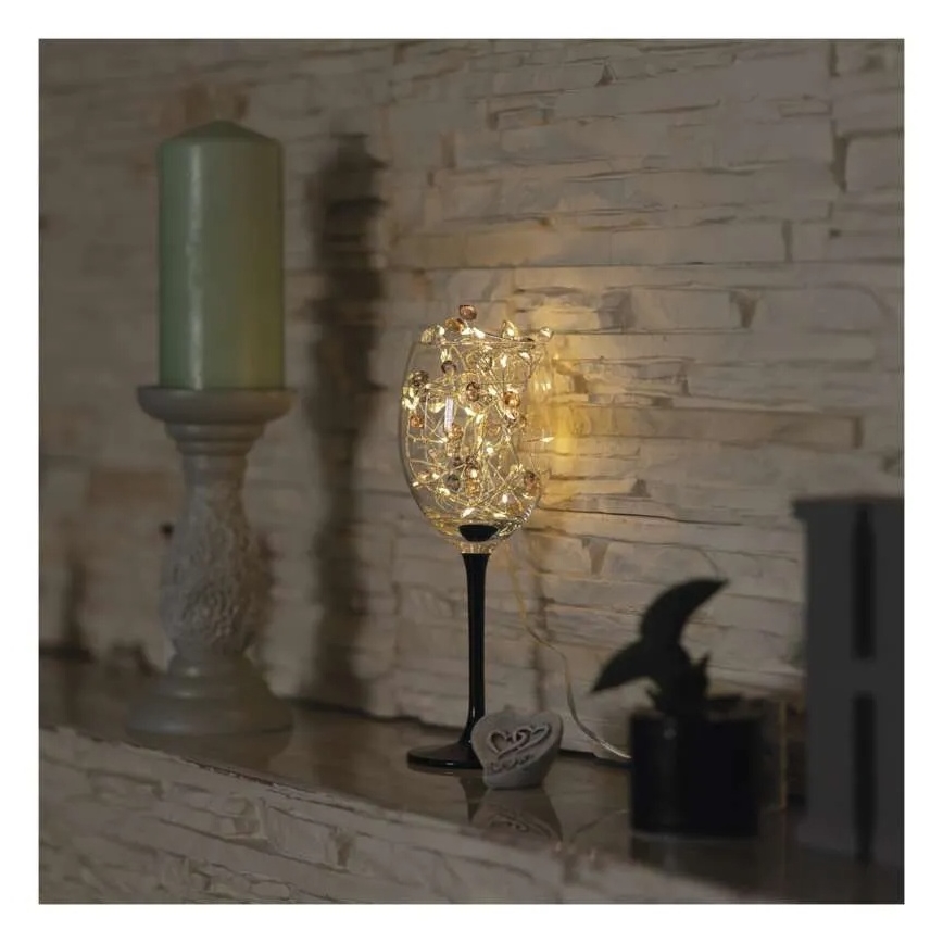 LED-Lichterkette für Weihnachten, 40 LEDs, 3×AA, 1,5 m, warmweiß