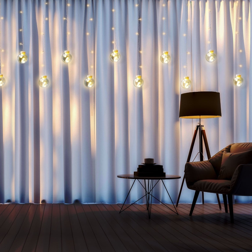 LED-Lichtervorhang WISH BALLS 108 LEDs / 8 Funktionen, 4,5 m, warmweiß