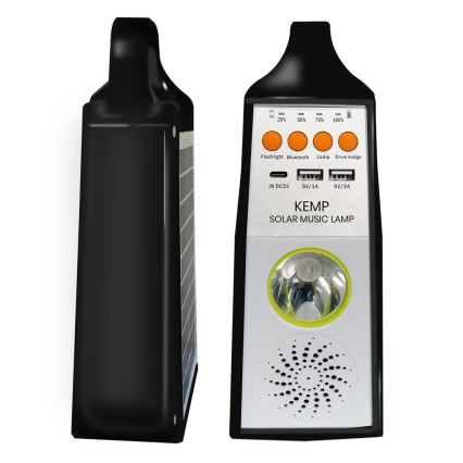 LED Multifunktionale Solarlampe mit Lautsprecher und Powerbank LED/5W/7200 mAh IP65
