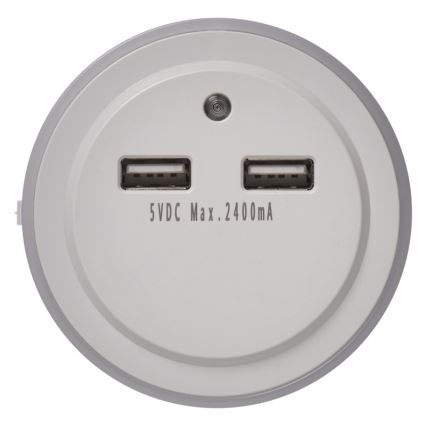 LED-Nachtlicht für Steckdose mit Fotosensor + 2xUSB 3xLED/0,3W/230V