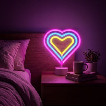 LED-Neon-Tischdekoration, 2 W, 3×AA/USB, Herz