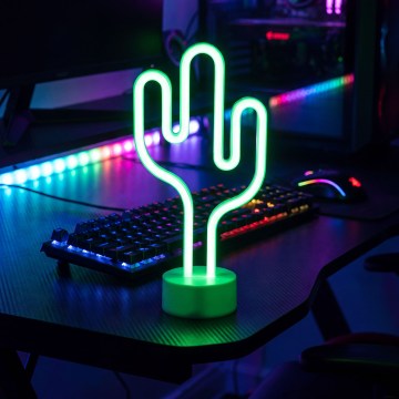 LED-Neon-Tischdekoration LED/2 W/3×AA USB Kaktus
