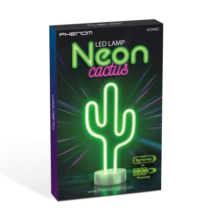 LED-Neon-Tischdekoration LED/2 W/3×AA USB Kaktus