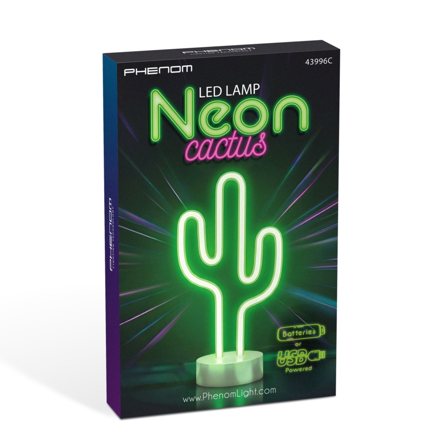 LED-Neon-Tischdekoration LED/2 W/3×AA USB Kaktus
