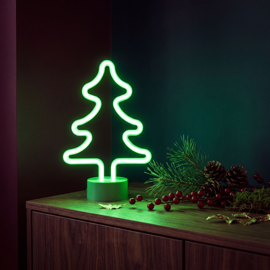 LED-Neon-Tischdekoration LED/2W/3xAA USB Baum