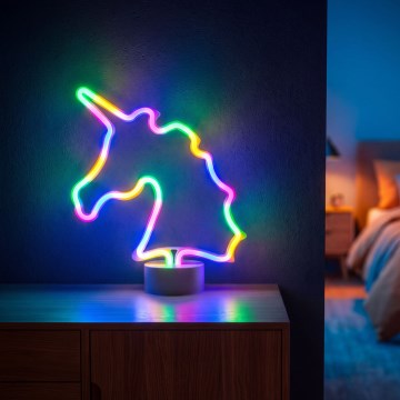 LED-Neon-Tischdekoration LED/2W/3xAA USB Einhorn