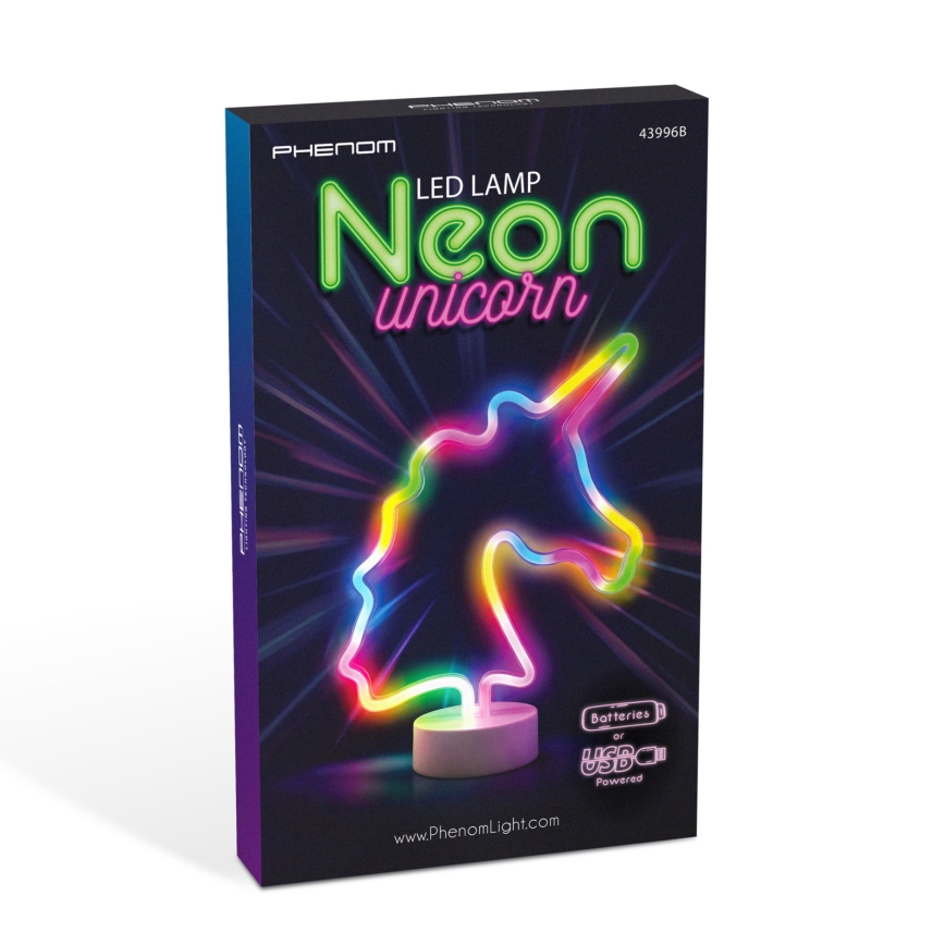 LED-Neon-Tischdekoration LED/2W/3xAA USB Einhorn