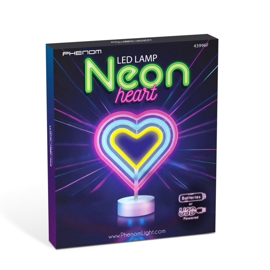 LED-Neon-Tischdekoration LED/2W/3xAA USB Herz