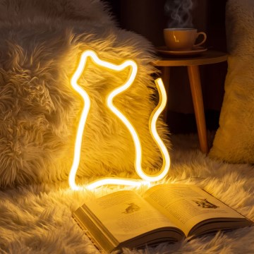 LED Neon Tischdekoration LED/2W/3xAA USB Katze