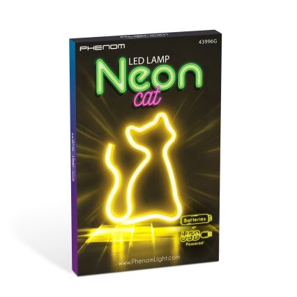 LED Neon Tischdekoration LED/2W/3xAA USB Katze