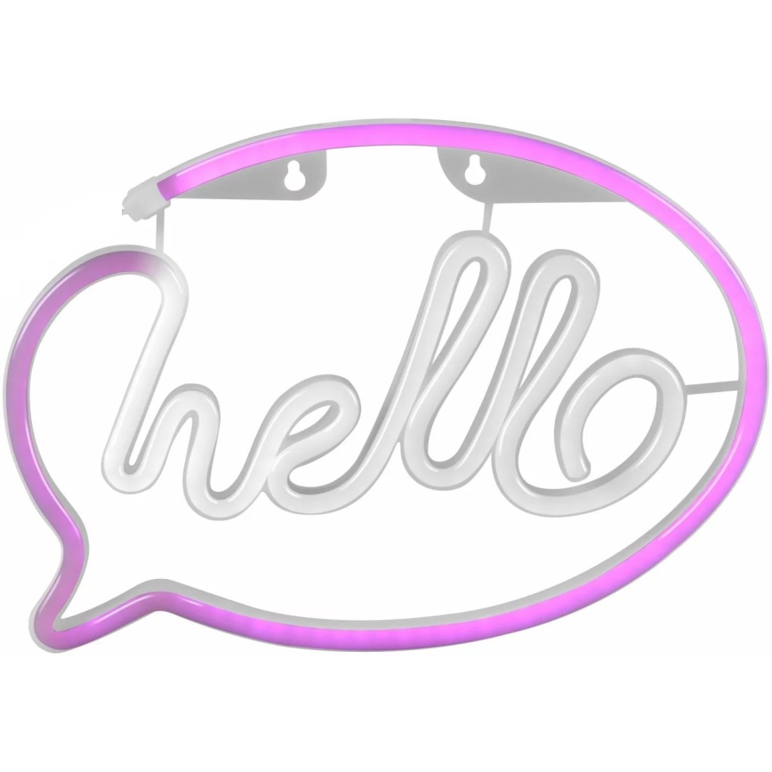 LED Neon-Wanddekoration HELLO LED/3W/3xAA USB rosa
