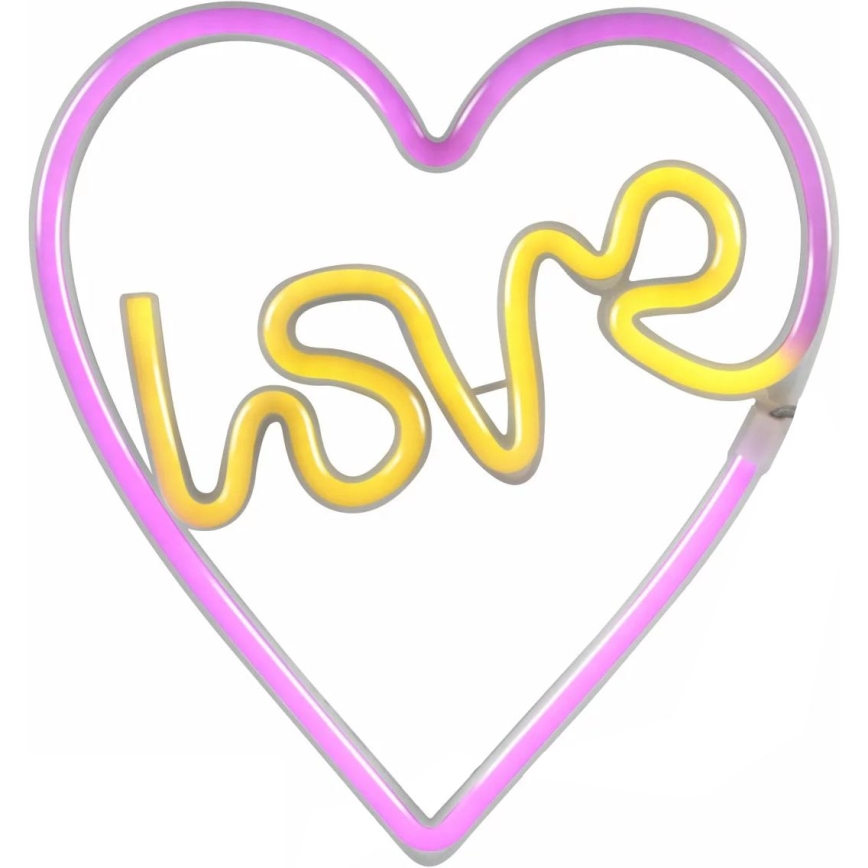 LED-Neon-Wanddekoration LOVE LED/3W/3xAA USB rosa