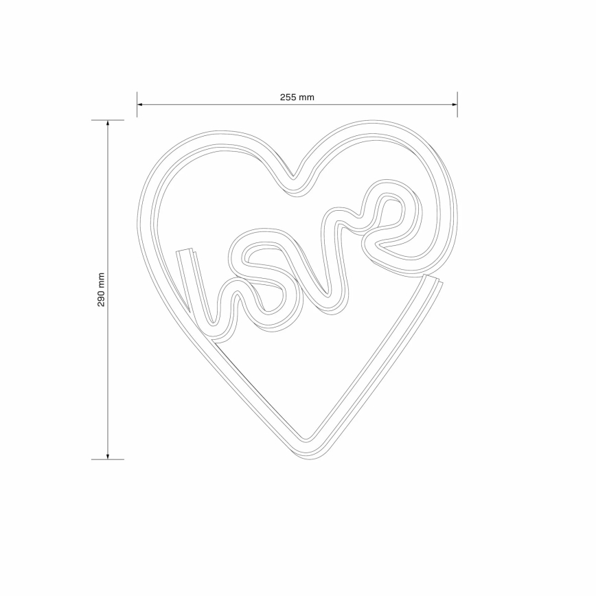 LED-Neon-Wanddekoration LOVE LED/3W/3xAA USB rosa