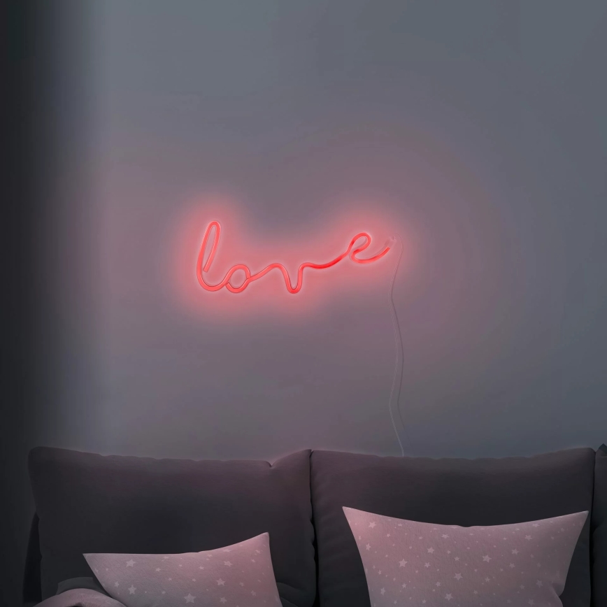 LED-Neon-Wanddekoration LOVE LED/3W/3xAA USB rot