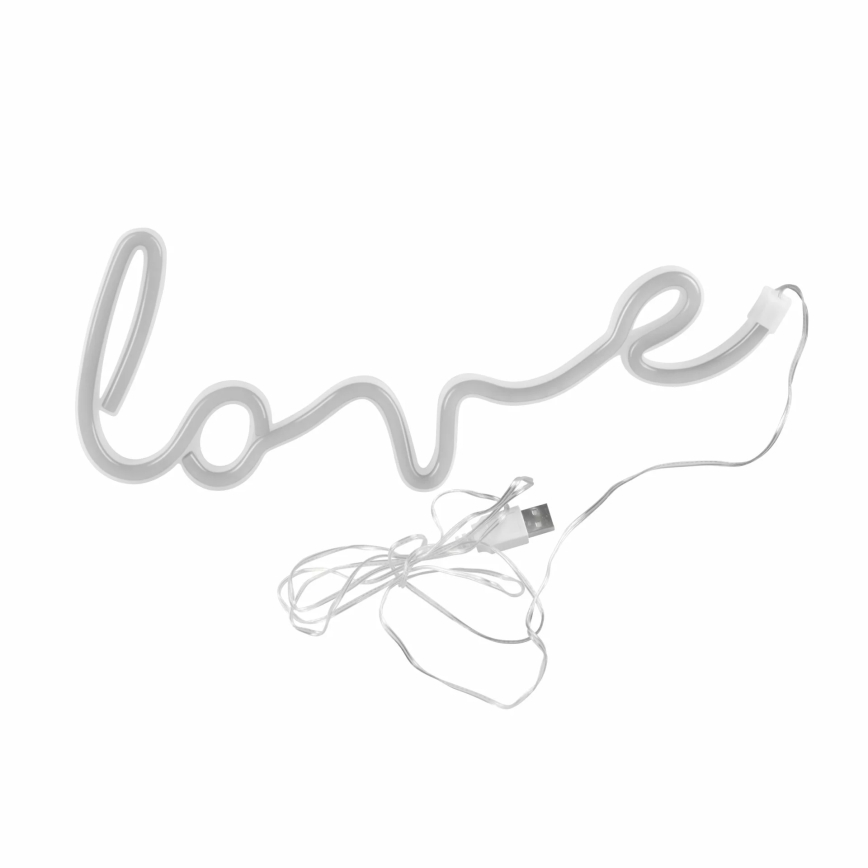 LED-Neon-Wanddekoration LOVE LED/3W/3xAA USB rot