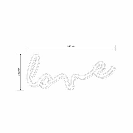 LED-Neon-Wanddekoration LOVE LED/3W/3xAA USB rot