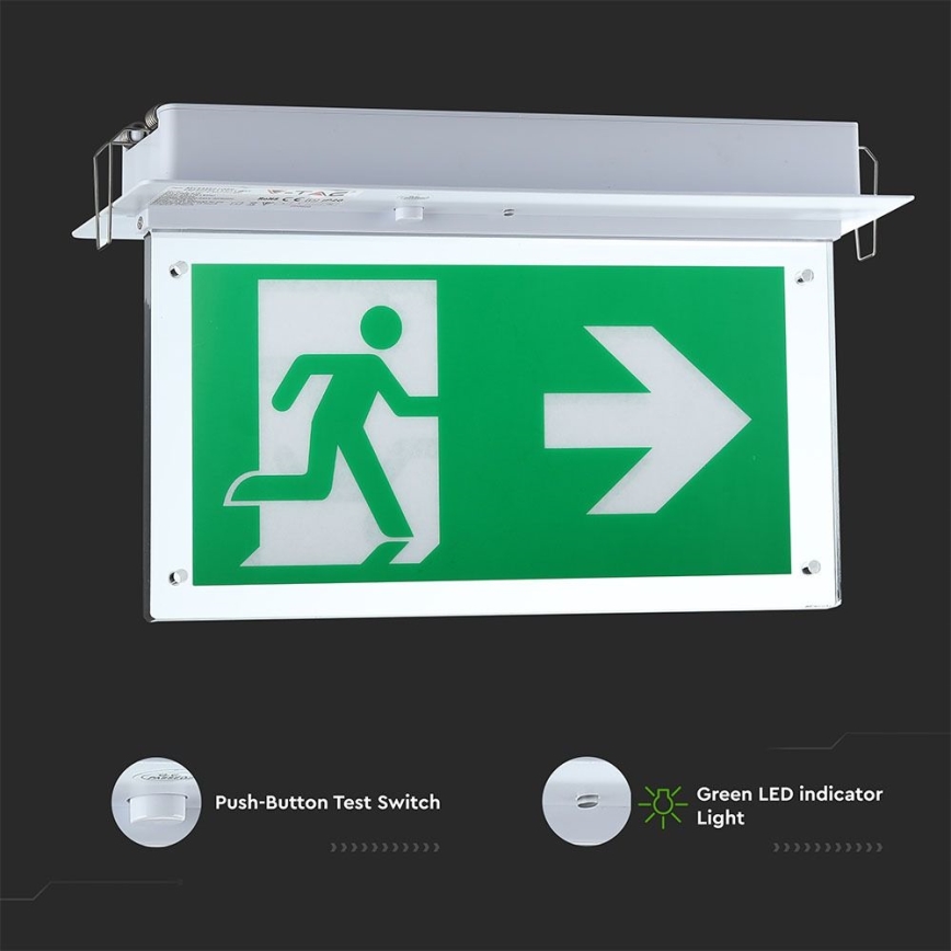 LED-Notleuchte EMERGENCY EXIT SAMSUNG CHIP LED/2W/230V 6000K