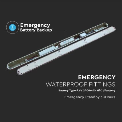 LED-Technische Leuchtstofflampe mit Notfallmodul EMERGENCY LED/48W/230V 6500K 150cm IP65